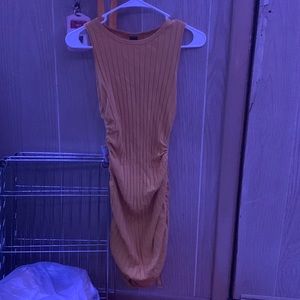 Shein yellow scrunch up dress